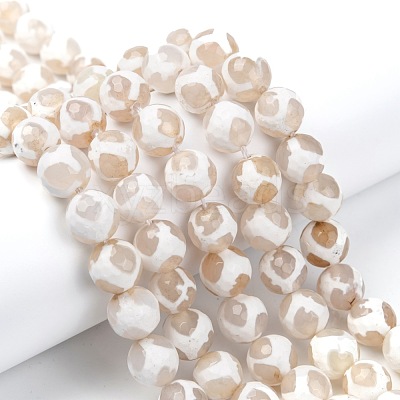 Tibetan Style Turtle Back Pattern dZi Beads Strands G-G036-10mm-6-1
