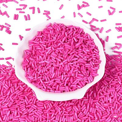 Baking Paint Glass Twist Bugle Beads SEED-C004-02S-1
