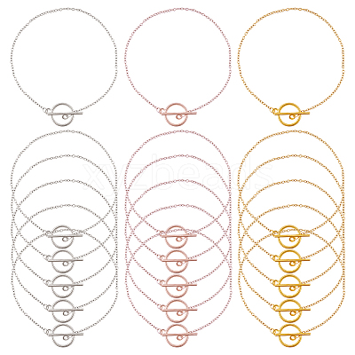 24Pcs 3 Colors 304 Stainless Steel Cable Chains Bracelets for Women BJEW-HS00008-1