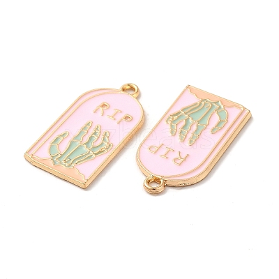 Light Gold Plated Alloy Enamel Pendants ENAM-L040-005KCG-02-1