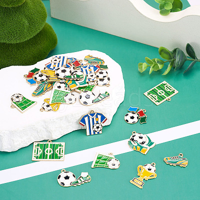 32Pcs 8 Styles Alloy Enamel Pendants ENAM-TA0003-82-1