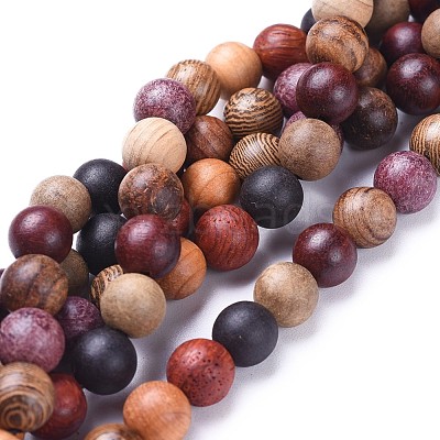 Natural Wood Beads Strands WOOD-F008-07-D-1