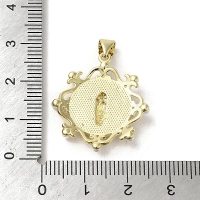 Brass Pave Shell Pendants KK-I708-16A-G-1