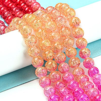 Spray Painted Crackle Glass Beads Strands DGLA-C002-8mm-09-1