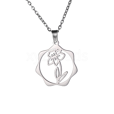 Non-Tarnish 304 Stainless Steel Pendant Necklaces PW-WG57218-12-1