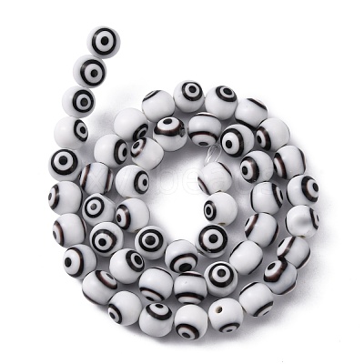 Handmade Evil Eye Lampwork Round Bead Strands LAMP-L055-8mm-09-1