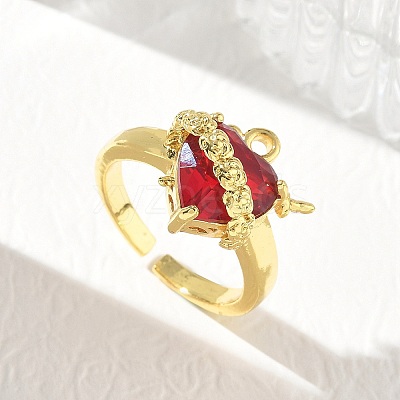 Brass & Glass Cuff Open Rings for Women KK-CBA760A-01A-G-1
