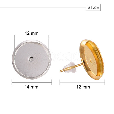 Brass Ear Studs Settings IFIN-YW0001-15-1