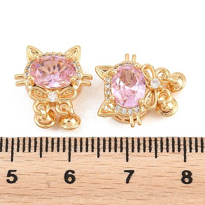 Brass Micro Pave Cubic Zirconia Beads KK-A298-13G-01-1