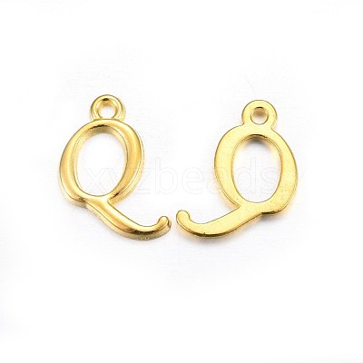 Golden Plated Alloy Letter Pendants X-PALLOY-J718-01G-Q-1