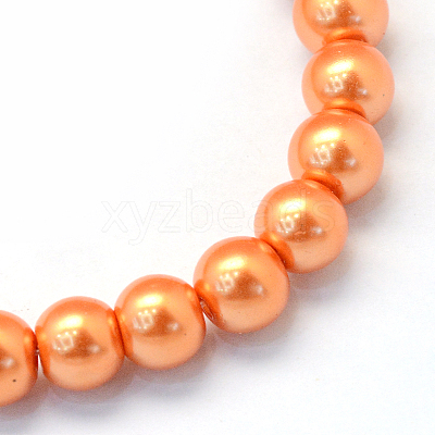 Baking Paint Pearlized Glass Pearl Round Bead Strands X-HY-Q330-8mm-36-1