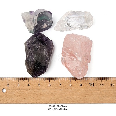 4Pcs 4 Style Rough Raw Natural Mixed Gemstone Beads G-FS0001-92-1