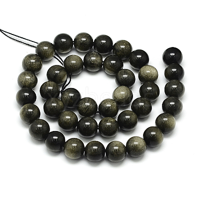 Natural Golden Sheen Obsidian Beads Strands G-S150-20-4mm-1