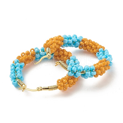 Porcelain Beads Braided Big Hoop Earrings for Women sgX1-EJEW-C003-01D-RS-1