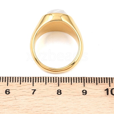 304 Stainless Steel Natural Moonstone Finger Rings RJEW-F203-02G-01-1