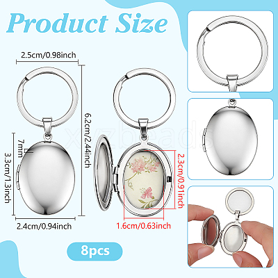 Stainless Steel Photo Locket Keychains KEYC-WH0056-007P-1