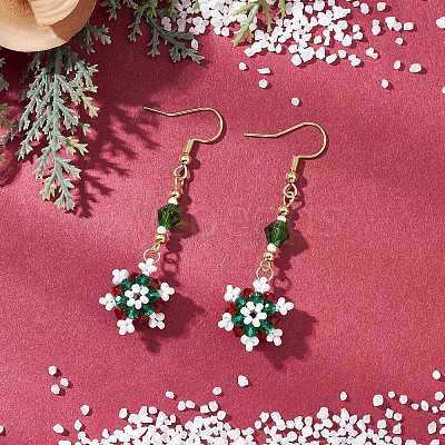 Glass Seed Beads Dnagle Earrings EJEW-MZ00501-04-1