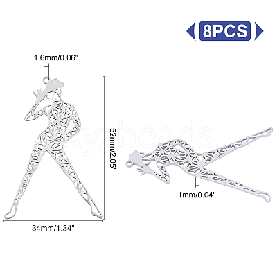 201 Stainless Steel Big Filigree Pendants STAS-UN0018-75P-1