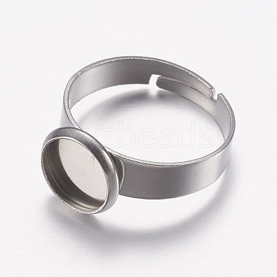 Tarnish Resistant Adjustable 304 Stainless Steel Finger Rings Components STAS-I097-037A-P-1