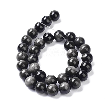 Natural Silver Obsidian Beads Strands X-G-D083-01A-1