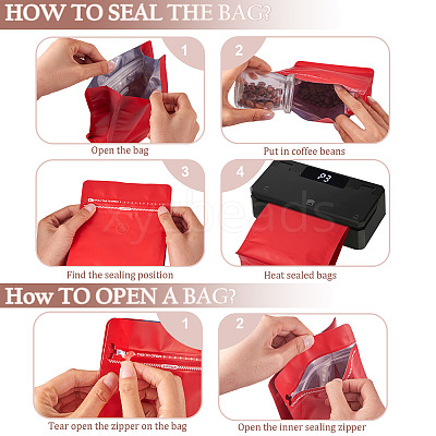 10Pcs BOPP and Aluminized PET and PE Resealable Coffee Zipper Bags with Valve ABAG-TA0001-93G-1
