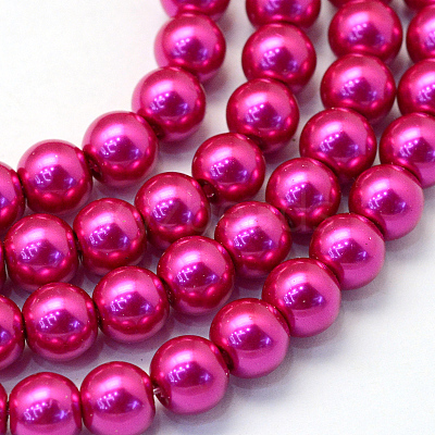 Baking Paint Pearlized Glass Pearl Round Bead Strands X-HY-Q330-8mm-17-1
