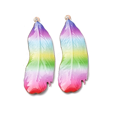 Rainbow Color Printed Iron Pendants RN-CBA3547-02B-1