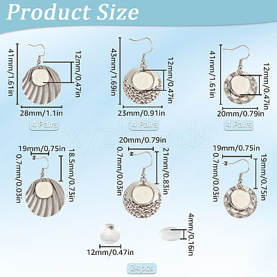 Blank Dome 316 Surgical & 304 Stainless Steel Dangle Earrings DIY Making Kit DIY-SC0024-45-1