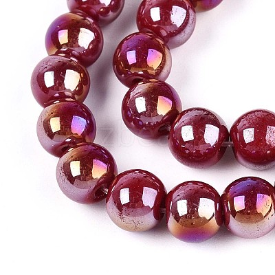 Electroplate Opaque Glass Beads Strands GLAA-T032-P8mm-AB23-1