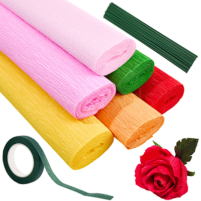 6 Rolls 6 Colors Handmade Crepe Paper DIY-CP0012-89E-1