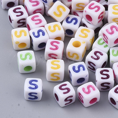 White Opaque Acrylic Beads MACR-R869-01S-1