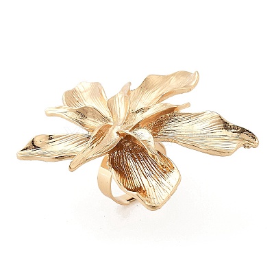 Flower Alloy Adjustable Rings for Women RJEW-B108-01KCG-1