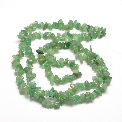 Natural Green Aventurine Chip Bead Strands G-M205-10B-1