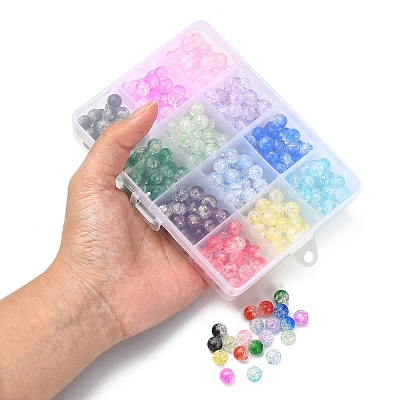360Pcs 12 Colors Transparent Crackle Acrylic Beads CACR-YW0001-02-1