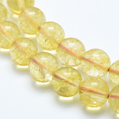 Natural Citrine Beads Strands X-G-E483-12-6mm-1