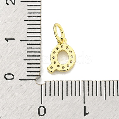 Letter Brass Micro Pave Clear Cubic Zirconia Pendants KK-K354-06G-Q-1
