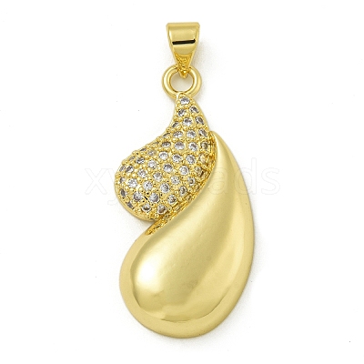 Rack Plating Brass Micro Pave Clear Cubic Zirconia Pendants KK-Z067-17G-1