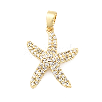 Brass Micro Pave Clear Cubic Zirconia Pendants KK-G542-02G-02-1