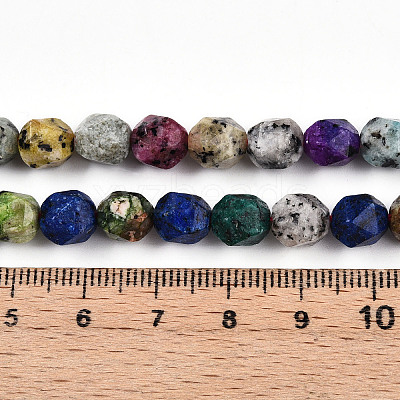 Dyed Natural Sesame Jasper Beads Strands G-T139-8mm-47A-1