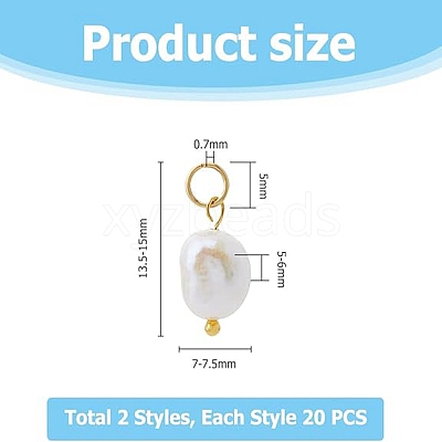 40Pcs 2 Colors Natural Cultured Freshwater Pearl Charms FIND-FI0001-15-1