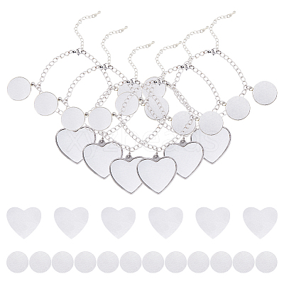 DIY Blank Heart Brass & Alloy Charm Bracelets Making Kit BJEW-DC00002-1