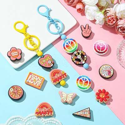 26Pcs 13 Styles Peace Themed PVC Plastic Beads PVC-CJ0001-02-1