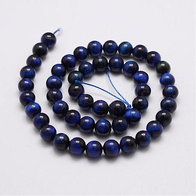Natural Tiger Eye Bead Strands G-P230-08-B-8mm-1
