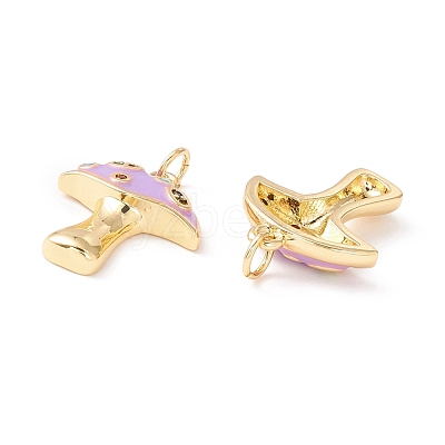Autumn Theme Rack Plating Brass Micro Pave Colorful Cubic Zirconia Pendants KK-D073-06G-02-1