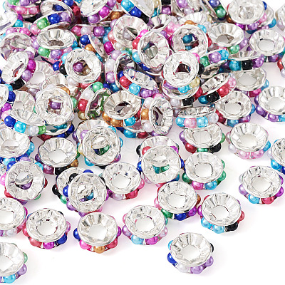 100Pcs Plastic Glass Rhinestone European Beads KY-TADJ0001-02-1