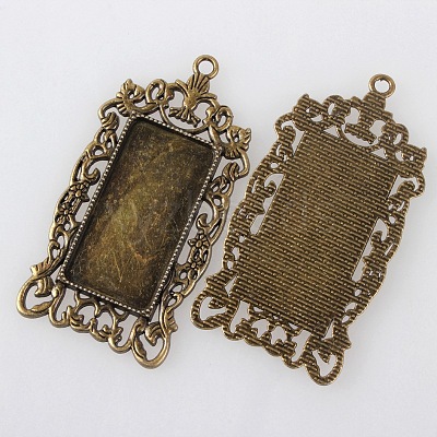 Vintage Tibetan Style Alloy Large Pendant Cabochon Bezel Settings LS-TIBEP-M018-129AB-NF-1