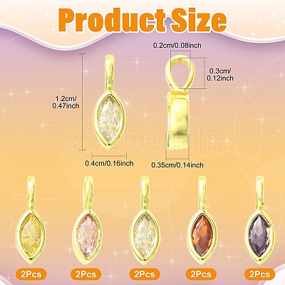 10Pcs 5 Colors Horse Eye Brass Micro Pave Cubic Zirconia Charms KK-FS0002-13A-1