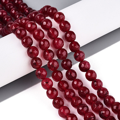 Dyed Natural White Jade Beads Strands X-G-T139-8mm-60-04-1