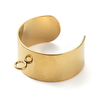 Ion Plating(IP) 304 Stainless Steel Open Cuff Finger Ring Components X-STAS-WH0029-40B-G-1