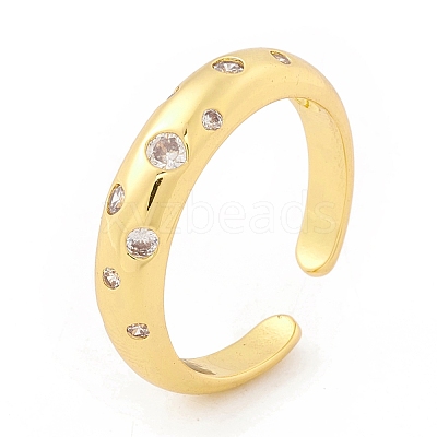 Clear Cubic Zirconia Open Cuff Ring RJEW-I083-15G-1